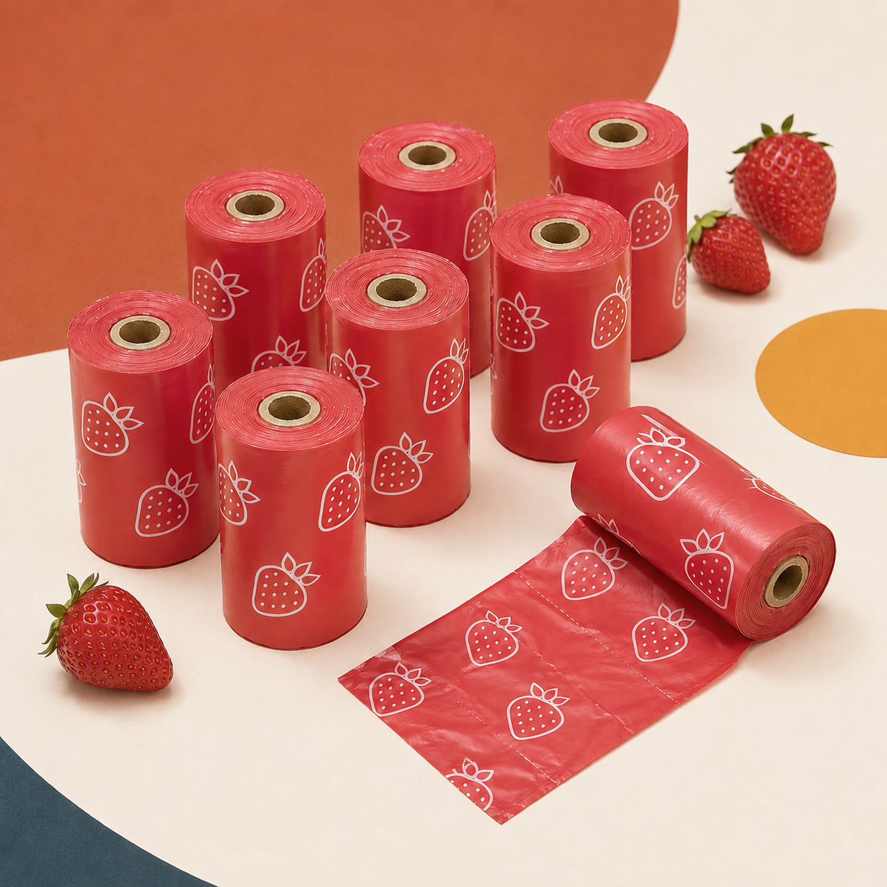Strawberry Dog Bags (8 Rolls | 120 Bags)