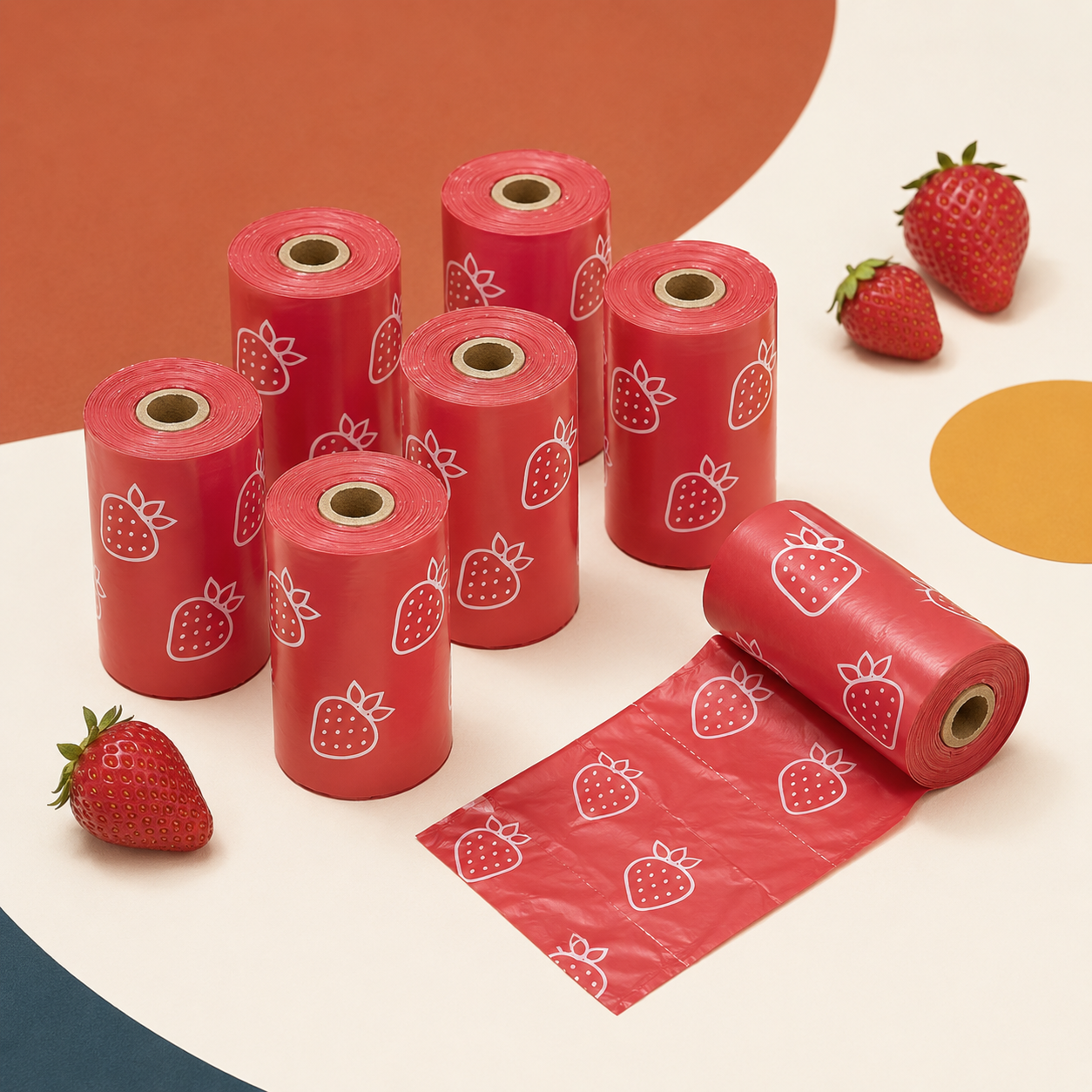 Strawberry Dog Bags (8 Rolls | 120 Bags)