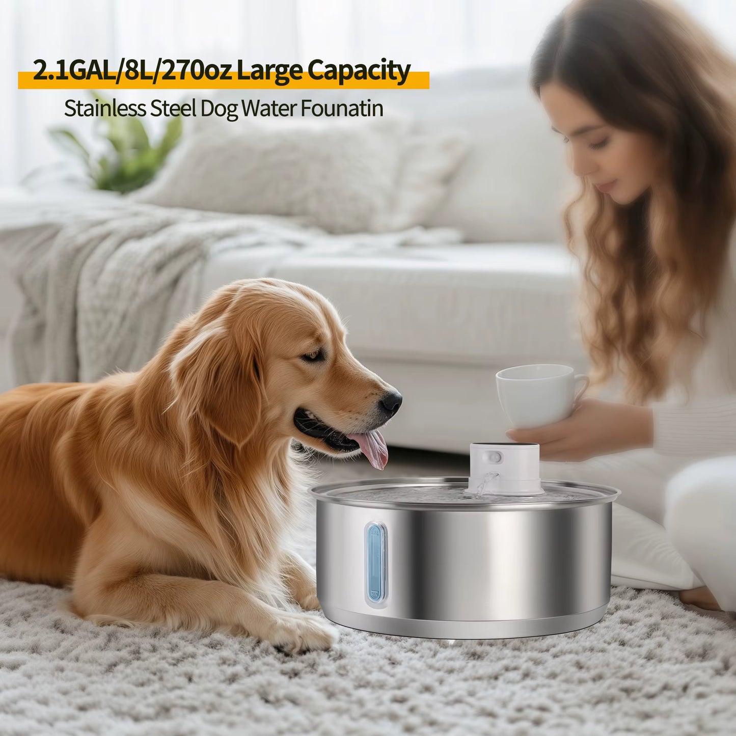 Stainless Steel Dog Water Fountain (8L)
