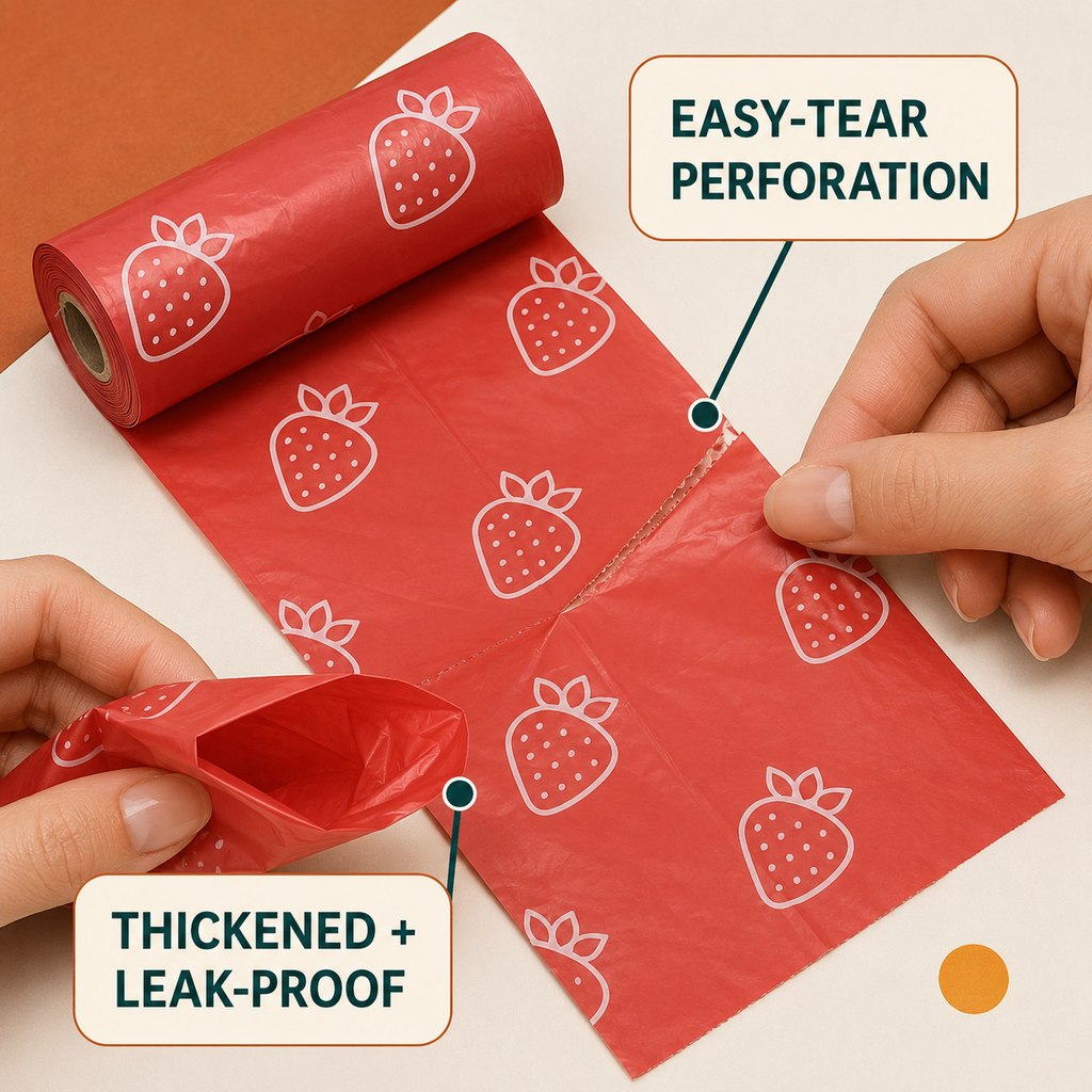 Strawberry Dog Bags (8 Rolls | 120 Bags)